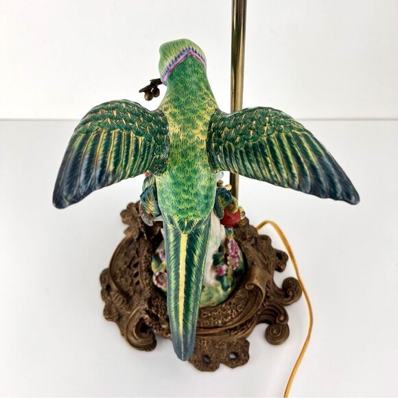 United Wilson Parrot Hand Painted Porcelain Table Lamp on Bronze Bases 1897 - Picture 6 of 16